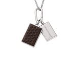 Kette mit Anhänger EMPORIO ARMANI "Schmuck Geschenk Edelstahl Halsschmuck EAGLE LOGO Dog Tag", edelstahlfarben, braun, Halsketten, Herren, Edelstahl Leder, L: 50 B: 3mm, Edelstahl, Leder, B:3mm