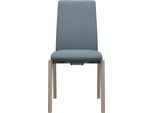 Polsterstuhl STRESSLESS "Laurel", blau (light blau dinamica, eiche gekalkt), B:57cm H:92cm T:59cm, Microfaser DINAMICA (88% Polyester, 12% Polyurethan), Stühle, Polsterstuhl, Low Back, Größe M, mit abgerundeten Beinen in Eiche gekalkt