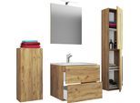Waschtisch VCM "5-tlg. Waschplatz Waschtisch Badinos Schublade SP", braun (honig, eiche), B:126cm T:46cm, Waschtische, Waschtisch