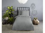 Babybettwäsche DESCANSO "Hotel Sevilla", grau, B/L: 100cm x 135cm, 1 Stk., 1 Stk., Satin, B/L: 60cm x 40cm, 2, Satin, Obermaterial: 100% Baumwolle, Bettwäsche, Satin, Reißverschluss, Wende, Luxe, Streifen, uni
