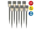 LED Solarleuchte NÄVE "Doha", grau, H:35,5cm Ø:4,7cm, Leuchten, 8er-Set Dekoerdspieß, je H: 35,5cm, grau, LED warmweiß, Leuchtdauer 8h