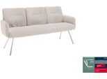 Sitzbank MCA FURNITURE "Delane", creme, edelstahlfarben, B:183cm H:92cm T:67cm, Edelstahl, Stoff, Sitzbänke, Sitzbank, Taschenfederkern, Lehnenkippfunktion, Armlehnen, beweglicher Rücken