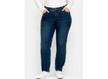 Stretch-Jeans SHEEGO, Damen, Gr. 24, Kurzgrößen, blau (dunkelblau denim), 99% Baumwolle, 1% Elasthan, unifarben, lang, Jeans