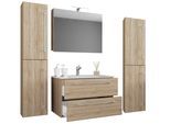 Waschtisch VCM "5-tlg. Waschplatz Waschtisch Badinos Schublade SC", braun (sonoma, eiche), B:130cm T:46cm, Waschtische, Waschtisch