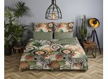 Wendebettwäsche HIP "Janay", bunt (grün), B/L: 200cm x 200cm, 1 Stk., 2 Stk., Satin, B/L: 80cm x 80cm & 80cm x 80cm, 3, Satin, Obermaterial: 100% Baumwolle, Bettwäsche, Wendebettwäsche, Satin, Reißverschluss, Wendeoptik, Mandala, Zebra, grün