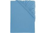 Spannbettlaken S.OLIVER "TABEA, 100% Baumwolle, 145 g/m²", blau (graublau), L:200cm, Jersey, Obermaterial: 100% Baumwolle, Bettlaken, Spannbettlaken, Bettlaken für Matratzen bis 25 cm Höhe, perfekter Sitz, bügelfrei