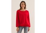 Langarmbluse CECIL, Damen, Gr. XL (44), rot (fiery rot), Stoff, 100% Viskose, unifarben, normal normal, Rundhals, Bündchen, Blusen, aus softer Viskose