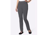 Schlupfhose CLASSIC BASICS, Damen, Gr. 24, Kurzgrößen, grau (anthrazit), 59% Baumwolle, 30% Polyester, 11% Elasthan, unifarben, lang, Hosen Schlupfhose