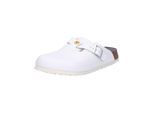 Pantolette BIRKENSTOCK "Boston ESD", Damen, Gr. 38, weiß, Obermaterial: 100% Rindsleder Leather cow., Schuhe Pantolette