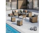 Beldano , Grau, Hellbraun , Textil , Füllung: Schaumstoff,Schaumstoff , 237x190x73.5 cm , wetterfest , Gartenmöbel, Loungemöbel, Loungegarnituren