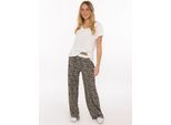 Stoffhose ZWILLINGSHERZ "Leo", Damen, Gr. S/M, N-Gr, bunt (weiß), Web, Obermaterial: 95% Viskose, 5% Elasthan, Hosen Stoffhose, Elastischer Bund, Leomuster, fließender Stoff, leichtes Material