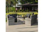 Ambia Garden Loungegarnitur, Grau, Metall, Kunststoff, Textil, 5-teilig, Füllung: Komfortschaum,Komfortschaum, einzeln stellbar, rund, 120x70 cm, Loungemöbel, Gartenlounge-Sets