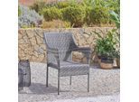 Beldano , Grau , Metall, Kunststoff , 58x85x65 cm , stapelbar, inklusive Armlehnen , Gartenmöbel, Gartensessel, Gartensessel stapelbar
