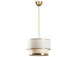 P & B Hängeleuchte, Creme, Gold, Metall, Textil, zylindrisch,zylindrisch, 65 cm, CE, Lampen & Leuchten, Innenbeleuchtung, Leuchten nach Räumen, Esstischlampen