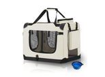 Juskys Hundetransportbox Lassie S (beige) faltbar mit Decke - 34x50x36 cm Hundetasche Hundebox