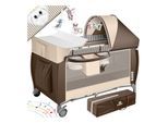 KIDIZ® Babybett Reisebett Kinderreisebett Faltbar mit Matratze 120x60, Seiteneingang, Wickelauflage, Mosktionetz, Spielbogen & Tragetasche Baby Beistellbett Kinderbett ab Geburt bis 15 kg