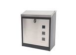 XXL Briefkasten MCW-H26, Firmenbriefkasten Postkasten, abschließbar pulverbeschichtet 52x44x25cm ~ schwarz-Edelstahl
