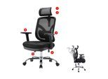 SIHOO Bürostuhl Schreibtischstuhl, ergonomisch, verstellbare Lordosenstütze und Armlehne ~ schwarz
