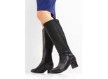 bonprix Stiefel, schwarz, Gr.41, Zeitloser Weitschaftstiefel mit dekorativer Schnalle, aus Vegan