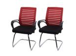 2er-Set Konferenzstuhl MCW-K51, Besucherstuhl Freischwinger, 150kg belastbar Stoff/Textil ~ rot