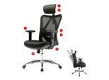 SIHOO Bürostuhl Schreibtischstuhl, ergonomisch, verstellbare Lordosenstütze, 150kg belastbar ~ ohne Fußstütze schwarz