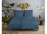 Wendebettwäsche DESCANSO "Hotel Sevilla", blau, B/L: 200cm x 200cm, 1 Stk., 2 Stk., Satin, B/L: 80cm x 80cm & 80cm x 80cm, 3, Satin, Obermaterial: 100% Baumwolle, Bettwäsche, Wendebettwäsche, Satin, Reißverschluss, Wende, Luxe, Streifen, uni