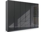 Drehtürenschrank RAUCH "Kleiderschrank Schrank Garderobe Ankleide MODERN BY QUADRA SPIN", grau (graumetallic, glas basalt), B:271cm H:210cm T:54cm, Holzwerkstoff, Schränke, Drehtürenschrank, mit hochwertiger Glasfront und Stangengriff MADE IN GERMANY
