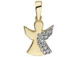 Kettenanhänger JOBO "Anhänger Engel Schutzengel", gold (gelbgold 333, weiß), Schmuckanhänger, Damen, Gelbgold 333, Kettenanhänger, 333 Gold mit 15 Zirkonia