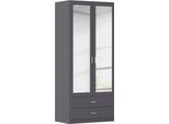 Kleiderschrank RAUCH "Schrank Garderobe Ankleide GAMMA Breiten 91/136/181/226/271/315/360 cm", graumetallic, griffe alu, B:91cm H:210cm T:54cm, Holzwerkstoff, Schränke, Kleiderschrank, verschiedene Griff-Varianten, mit Spiegel TOPSELLER MADE IN GERMANY