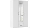 Kleiderschrank RAUCH "Schrank Garderobe Ankleide GAMMA Breiten 91/136/181/226/271/315/360 cm", alpinweiß, griffe chrom, B:136cm H:210cm T:54cm, Holzwerkstoff, Schränke, Kleiderschrank, verschiedene Griff-Varianten, mit Spiegel TOPSELLER MADE IN GERMANY