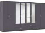 Kleiderschrank RAUCH "Schrank Garderobe Ankleide GAMMA Breiten 91/136/181/226/271/315/360 cm", graumetallic, griffe chrom, B:360cm H:210cm T:54cm, Holzwerkstoff, Schränke, Kleiderschrank, verschiedene Griff-Varianten, mit Spiegel TOPSELLER MADE IN GERMANY