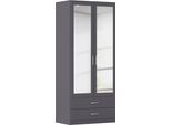 Kleiderschrank RAUCH "Schrank Garderobe Ankleide GAMMA Breiten 91/136/181/226/271/315/360 cm", graumetallic, griffe chrom, B:91cm H:210cm T:54cm, Holzwerkstoff, Schränke, Kleiderschrank, verschiedene Griff-Varianten, mit Spiegel TOPSELLER MADE IN GERMANY