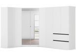 Schrank-Set RAUCH "Kleiderschrank Schrank Garderobe Wäscheschrank COSTA Größe 208x298 cm", weiß (alpinweiß, eingriffe graumetallic), H:197cm T:298cm, Holzwerkstoff, Kastenmöbel-Sets, viel Platz, grifflose Front und Push-to-Open Funktion MADE IN GERMANY
