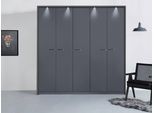 Drehtürenschrank RAUCH "Kleiderschrank Schrank Garderobe Wäscheschrank Ankleide OTELI", grau (graumetallic), B:230cm H:231cm T:58cm, Holzwerkstoff, Schränke, Drehtürenschrank, inkl. Passepartout optional mit Beleuchtung MADE IN GERMANY