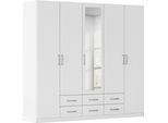Kleiderschrank RAUCH "Schrank Garderobe Ankleide GAMMA Breiten 91/136/181/226/271/315/360 cm", alpinweiß, griffe chrom, B:226cm H:210cm T:54cm, Holzwerkstoff, Schränke, Kleiderschrank, verschiedene Griff-Varianten, mit Spiegel TOPSELLER MADE IN GERMANY