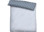 Wendebettbezug BIBERNA "Mix & Match in Größe 135x200 oder 155x220 cm", blau (rauchblau, sterne), B:155cm L:200cm, Mako-Satin, Obermaterial: 100% Baumwolle, Bettbezüge, Bettbezug aus Baumwolle, gemusterte Bettwäsche mit Wendeoptik