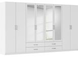 Kleiderschrank RAUCH "Schrank Garderobe Ankleide GAMMA Breiten 91/136/181/226/271/315/360 cm", alpinweiß, griffe chrom, B:360cm H:210cm T:54cm, Holzwerkstoff, Schränke, Kleiderschrank, verschiedene Griff-Varianten, mit Spiegel TOPSELLER MADE IN GERMANY