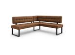Eckbank HOME AFFAIRE "Mia Küchenbank, Polsterbank, Esszimmerbank, 207x167 cm", braun (terra, schwarz), B:207cm H:61cm T:167cm, Massivholz, Metall, Polyester, Sitzbänke, Eckbank, Moderne Bank und Farben, Sitzplatzanzahl: 5, Frei in Raum stellbar