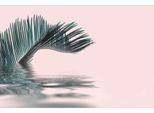 Fototapete LIVING WALLS "ARTist Palm Leaf Water", grau (grau, rosa), B:4m L:2,7m, Vlies, Tapeten, Vlies, Wand, Schräge