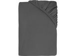 Spannbettlaken DYCKHOFF "Uni", anthrazit, B:180cm L:200cm, Jersey, Obermaterial: 95% Baumwolle, 5% Elasthan, Bettlaken, Spannbettlaken, Angenehm weich, besonders flexibel, bis 25cm Matratzenhöhe