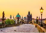 Fototapete LIVING WALLS "Designwalls Charles Bridge", bunt (bunt, gelb, grün), B:3,5m L:2,55m, Vlies, Tapeten, Vlies, Wand, Schräge, Decke
