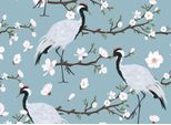 Fototapete LIVING WALLS "Designwalls Japanese Cranes", bunt (blau, grau, rosa), B:3,5m L:2,55m, Vlies, Tapeten, Vlies, Wand, Schräge, Decke