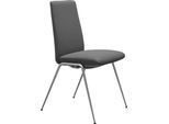 Polsterstuhl STRESSLESS "Laurel", grau (grau batick, chrom matt), B:57cm H:92cm T:59cm, Leder BATICK: BATICK ist ein leicht korrigiertes, durchgefärbtes und genarbtes Möbelleder, bei dem die meisten Unebenheiten und Spuren in der Regel entfernt wurden., Stühle, Polsterstuhl, Low Back, Größe M, mit Beinen aus Stahl in Chrom matt