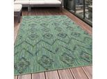Teppich AYYILDIZ TEPPICHE "BAHAMA 5152", grün, B:80cm H:8mm L:250cm, Polypropylen, Teppiche, Teppich, Läufer, Flachflor mit Hoch-Tief-Struktur, In-und Outdoor geeignet