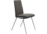 Polsterstuhl STRESSLESS "Laurel", grau (metal grau paloma, chrom matt), B:57cm H:92cm T:59cm, Leder PALOMA: PALOMA ist ein durchgefärbtes Semianilin-Möbelleder mit natürlicher Narbung., Stühle, Polsterstuhl, Low Back, Größe M, mit Beinen aus Stahl in Chrom matt