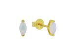 Paar Ohrstecker AMOR, gold (gelbgoldfarben, weiß, weiß), Ohrringe, Damen, Silber 925 (Sterlingsilber), mit Opal