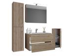 Waschtisch VCM "5-tlg. Waschplatz Waschtisch Badinos Schublade SC", braun (sonoma, eiche), B:126cm T:46cm, Waschtische, Waschtisch