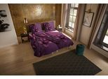 Wendebettwäsche "Penelope", dunkel violett, B/L: 135cm x 200cm, 1 Stk., 1 Stk., Microfaser, B/L: 80cm x 80cm, 2, Microfaser, Obermaterial: 100% Polyester, PURE LUXURY COLLECTION, Bettwäsche, Wendebettwäsche, Mikrofaser, Pflegeleicht, Reißverschluss, Wende, Blumen, Aubergine