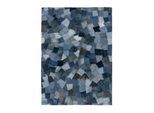Teppich KAYOOM "Urban Denim 490", blau, B:80cm H:8mm L:150cm, Baumwolle, Teppiche, Teppich, Kurzflor, Patchwork Muster, Modernes Muster, Wolle, Vegan