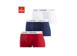 Trunk "Low Rise Trunk 3 PACK", Herren, Gr. S (5), 3 Stk., bunt (marine, weiß, rot), Obermaterial: 95% Baumwolle, 5% Elasthan, CALVIN KLEIN UNDERWEAR, Unterhosen, mit weißem Webbund